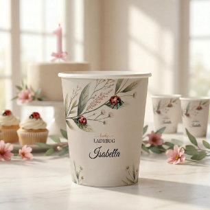 Lucky Ladybug First Birthday Botanical Paper Cups