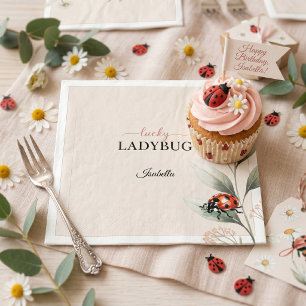Lucky Ladybug First Birthday Personalised Party Na Napkin