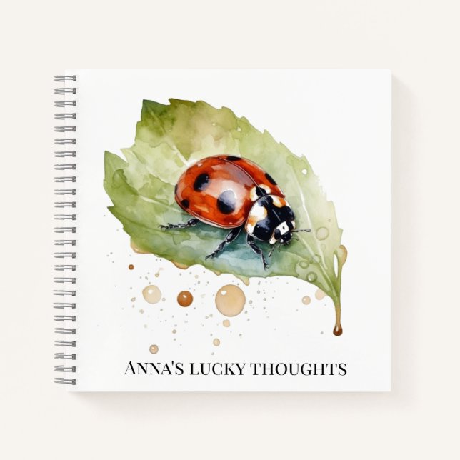 Lucky Ladybug on Leaf Notebook (Front)