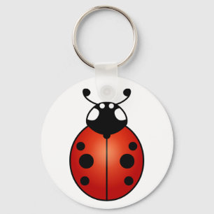 Lucky Ladybug Red Orange Black Ladybird Beetle Key Ring