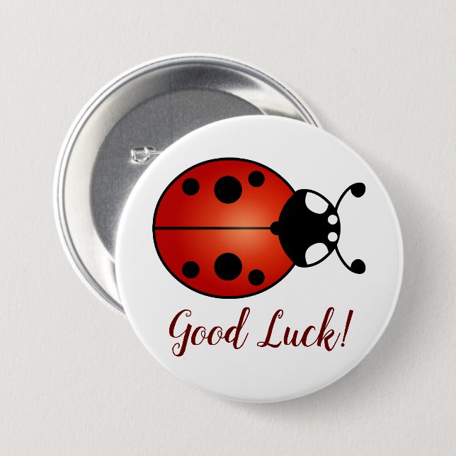 Lucky Ladybug Red Orange Black Ladybird Good Luck  7.5 Cm Round Badge (Front & Back)