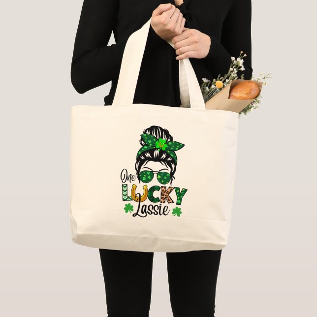 Lucky Lassie St. Paddy's Large Tote Bag (Front (Product))