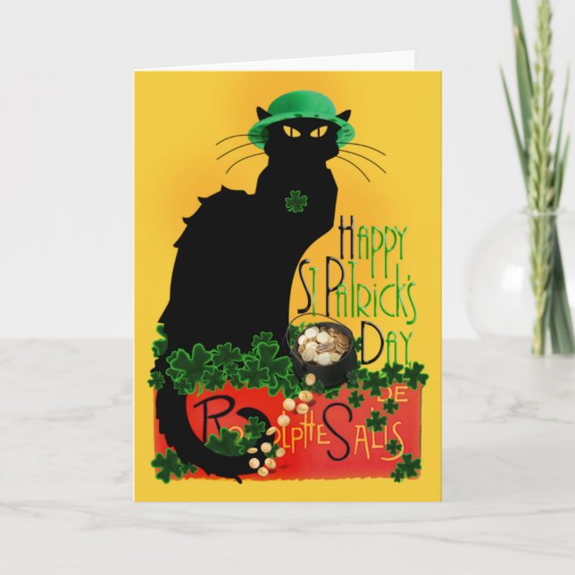 Lucky Le Chat Noir St. Patrick's Day Card (Front)