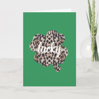 Lucky Leopard Print Shamrock St. Patrick's Day Card