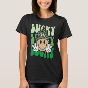 Lucky Leopard Smile Face Meme  St Patricks Day Wom T-Shirt