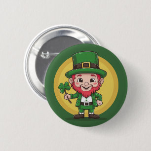 Lucky Leprechaun and Clover 6 Cm Round Badge