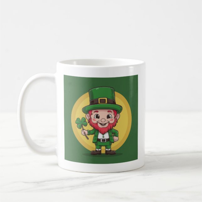 Lucky Leprechaun and Clover Coffee Mug (Left)