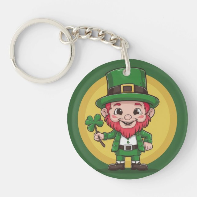 Lucky Leprechaun and Clover Key Ring (Front)