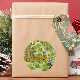 Lucky Leprechaun and His Irish Castle Classic Round Sticker