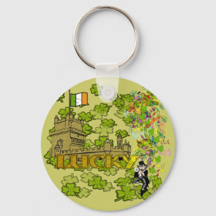 Lucky Leprechaun and His Irish Castle Key Ring