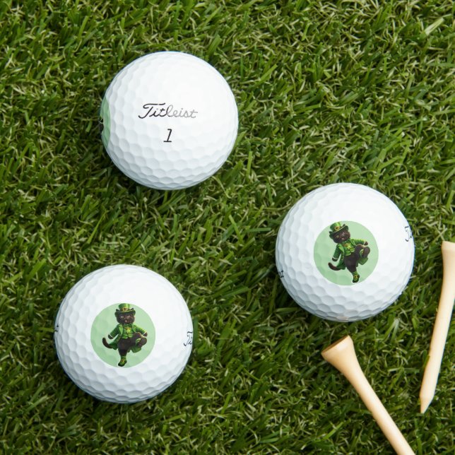 Lucky leprechaun black cat Saint Patrick's Day pre Golf Balls (Insitu Grass)