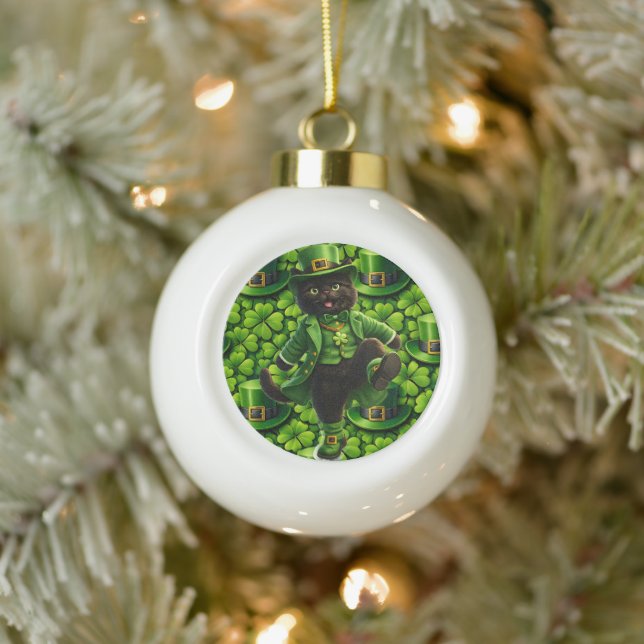 Lucky leprechaun black cat snowflake ornament Sain (Tree)
