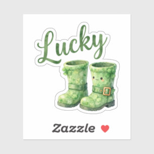 Lucky Leprechaun Boots Kawaii Watercolor St. Patri