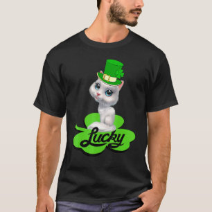 Lucky Leprechaun Cat St Patricks Day Shamrock For  T-Shirt