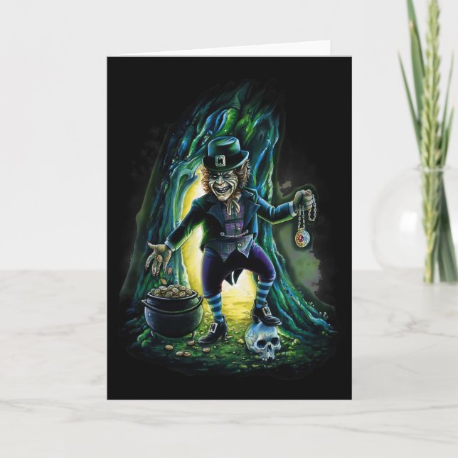 Lucky Leprechaun Funny St. Patricks Day Horror Vin Card (Front)