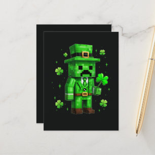 Lucky Leprechaun Funny St Patrick's Day Video Game Announcement Postcard
