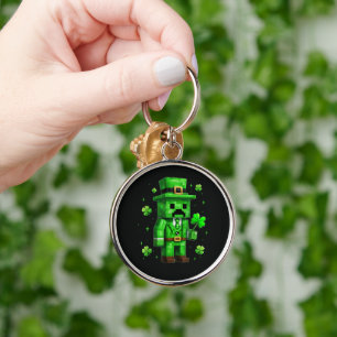 Lucky Leprechaun Funny St Patrick's Day Video Game Key Ring