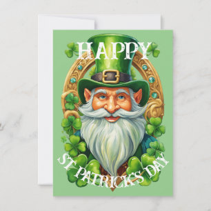 Lucky Leprechaun Gnome St Patrick's Day Greeting Holiday Card