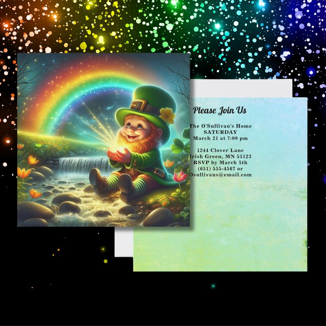 Lucky Leprechaun Gold Rainbow St Patrick's Square Invitation (Lucky Leprechaun Gold Rainbow St Patrick's Square Invitation)