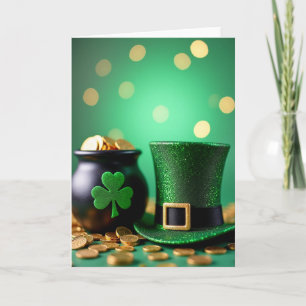 Lucky Leprechaun Hat Gold Coins Card