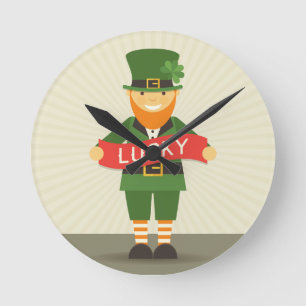 lucky leprechaun round clock