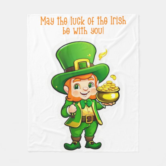 Lucky Leprechaun’s Treasure  Fleece Blanket (Front)