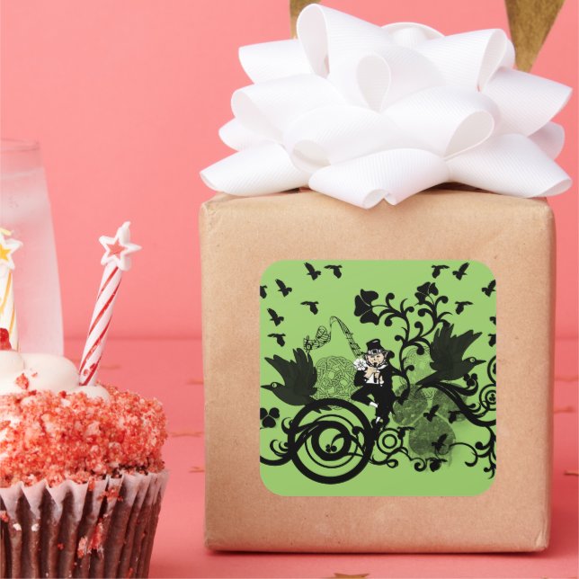 Lucky Leprechaun Square Sticker (Party)
