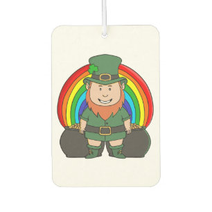 Lucky Leprechaun with Rainbow Pot of Gold Car Air Freshener
