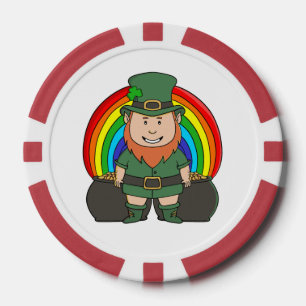 Lucky Leprechaun with Rainbow Pot of Gold Poker Chips