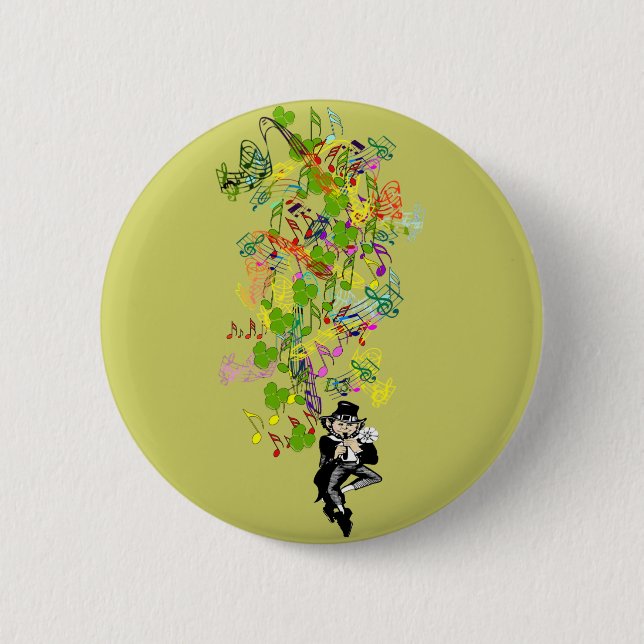 Lucky Leprechaun With Shamrocks 6 Cm Round Badge (Front)