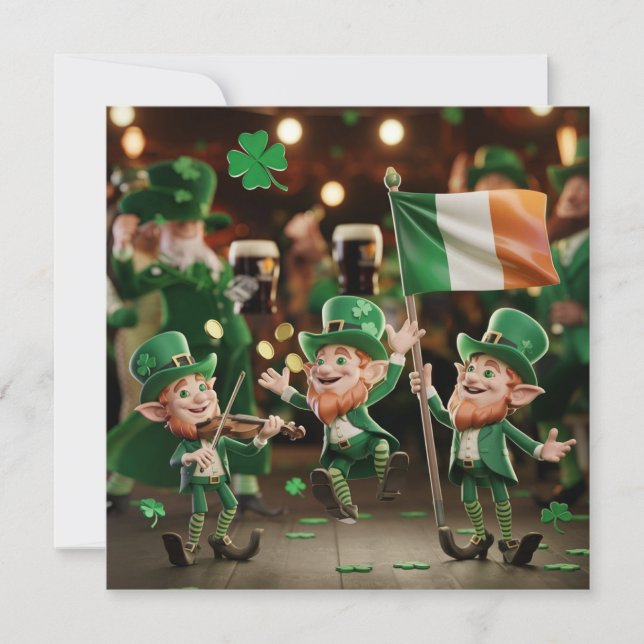 Lucky leprechauns saint Patrick Holiday Card (Front)