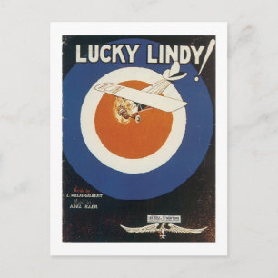 Lucky Lindy Vintage Songbook Cover Postcard