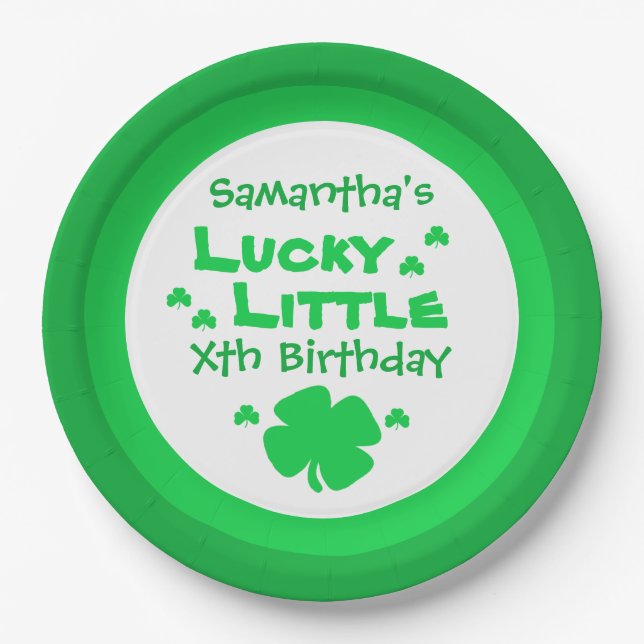 Lucky Little Birthday Paper Plate (Front)