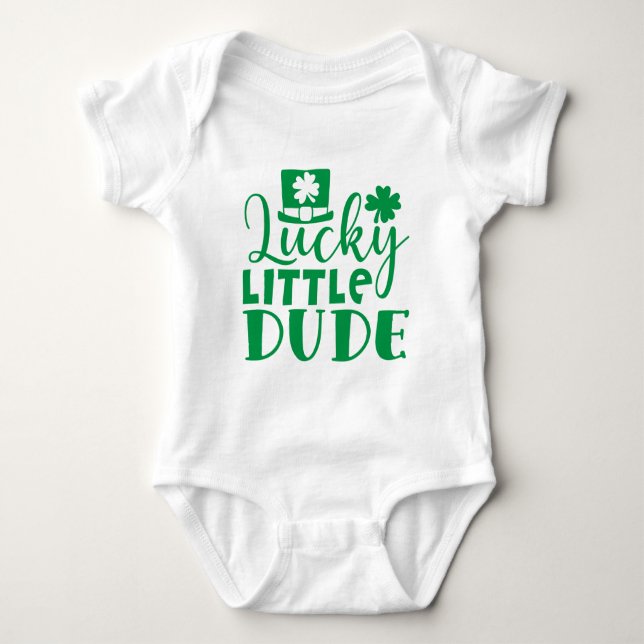 Lucky Little Dude St. Patrick’s Day Baby Bodysuit (Front)