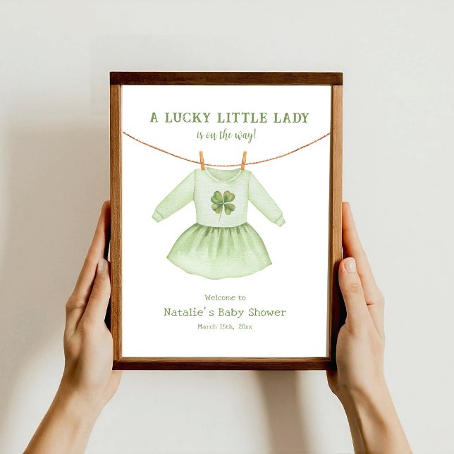 Lucky Little Lady St Patrick's Baby Shower Welcome Poster (Creator Uploaded)