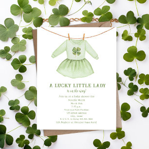 Lucky Little Lady St Patrick's Clover Baby Shower Invitation