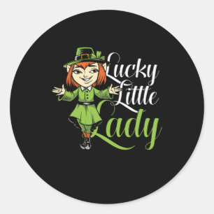 Lucky Little Lady St Patricks Day Gift Classic Round Sticker