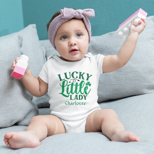 Lucky Little Lady St Patricks Day Personalised Baby Bodysuit (Personalized  St Patricks Day Lucky Little Lady Baby Bodysuit)