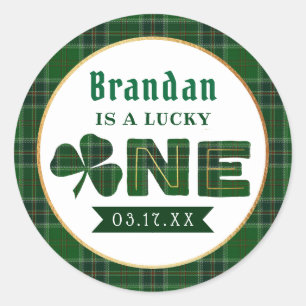 Lucky Little Shamrock 1st Birthday Classic Round Sticker