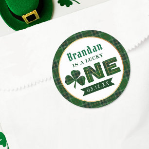 Lucky Little Shamrock 1st Birthday Classic Round Sticker
