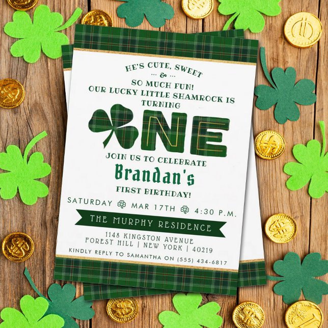Lucky Little Shamrock 1st Birthday Invitation (Creator Uploaded)