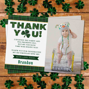 Lucky Little Shamrock 1st Birthday Photo Thank You Card