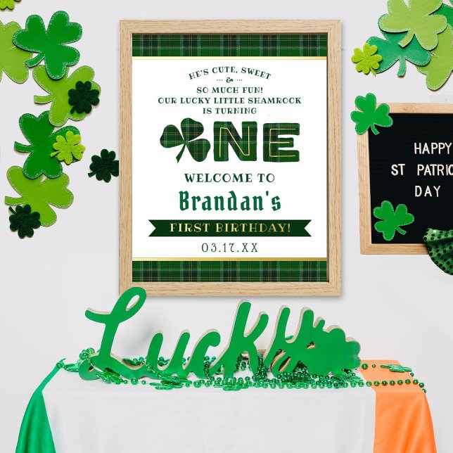 Lucky Little Shamrock 1st Birthday Welcome Real Foil Prints (Creator Uploaded)
