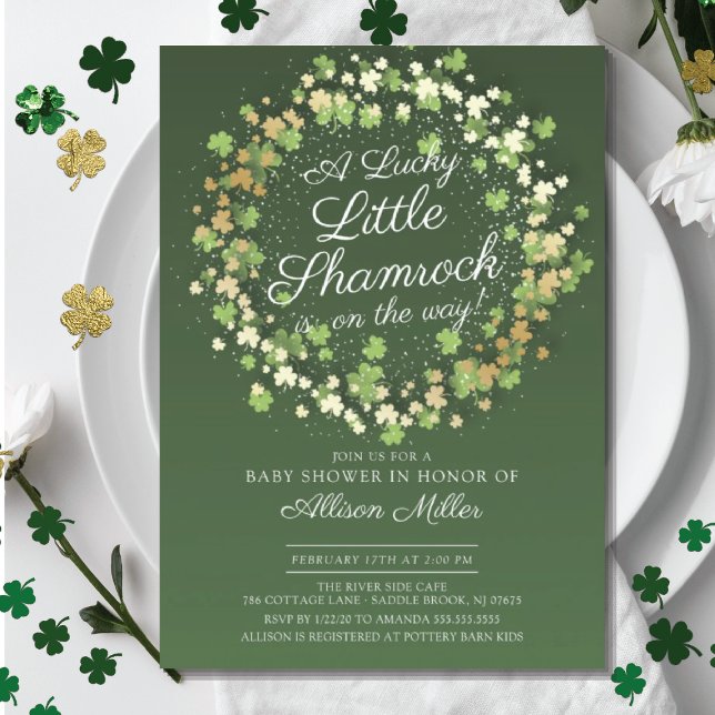 Lucky Little Shamrock Baby Shower Invitation (Creator Uploaded)