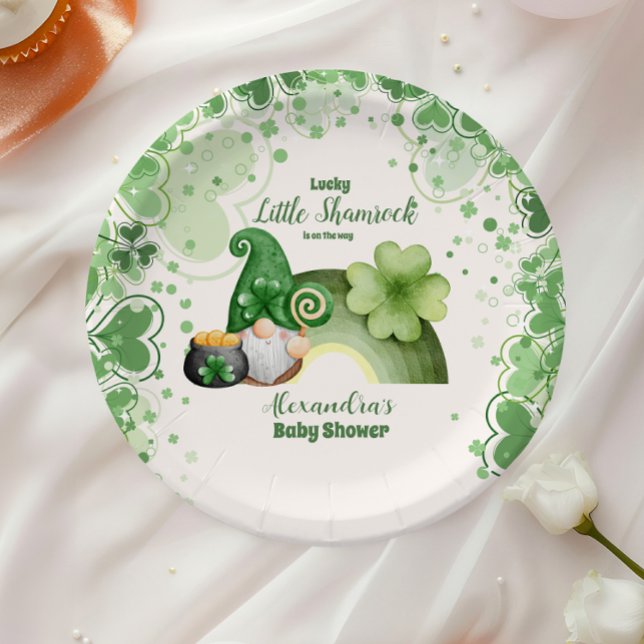 Lucky Little Shamrock Baby Shower Paper Plate (Creator Uploaded)