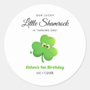Lucky Little Shamrock Clover 1st Birthday  Classic Round Sticker