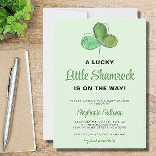 Lucky Little Shamrock Green Baby Shower Invitation
