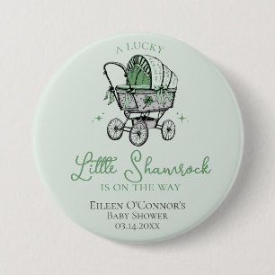Lucky Little Shamrock St Patricks Baby Shower 7.5 Cm Round Badge