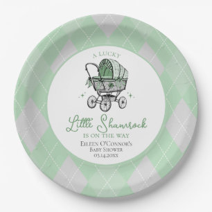 Lucky Little Shamrock St Patricks Baby Shower Paper Plate