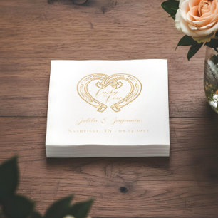 Lucky Love Rustic Western Horseshoe Heart Wedding Foil Napkins